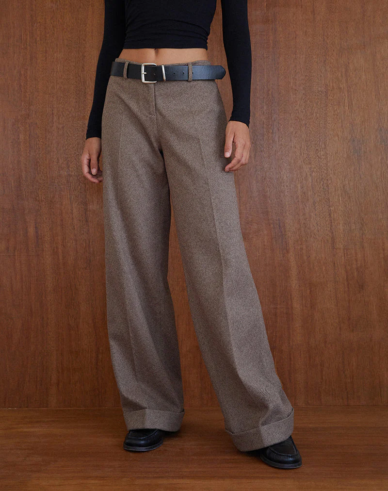 Abdel Tailored Faux Wool Hose in Walnuss