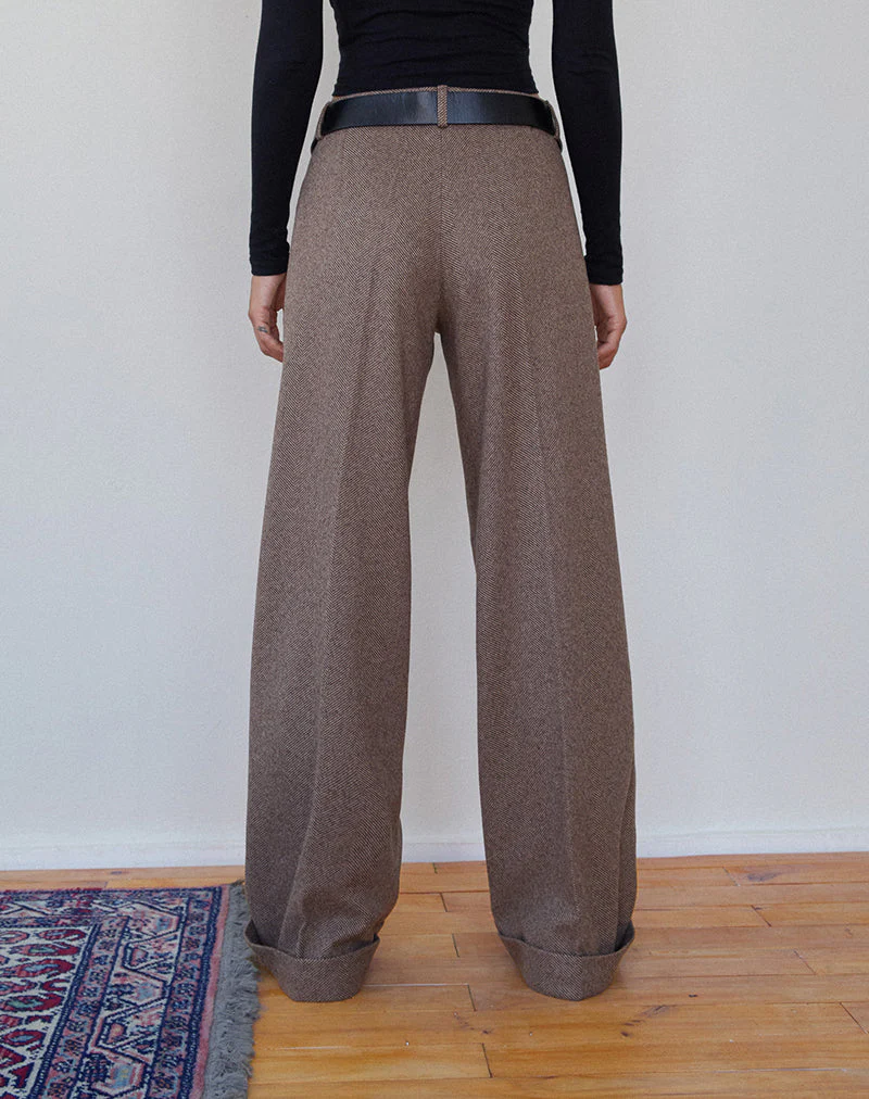 Abdel Tailored Faux Wool Hose in Walnuss - Image 2