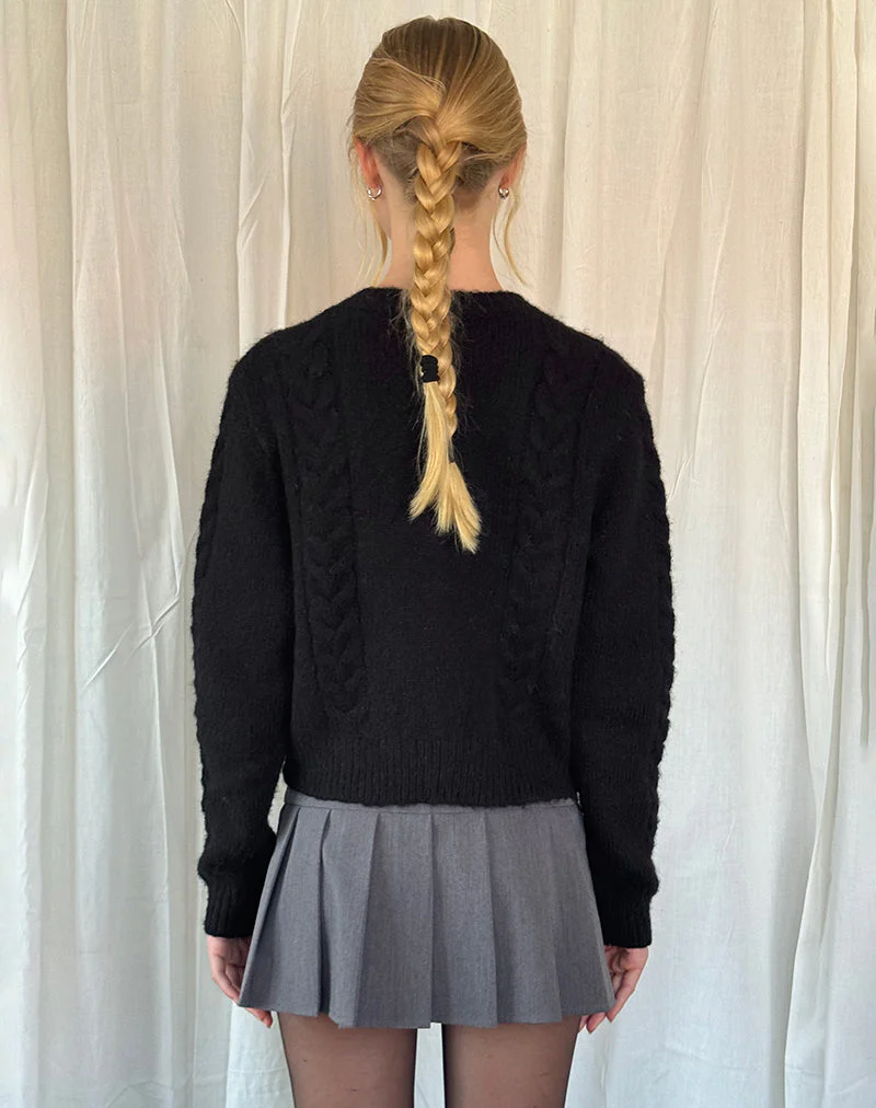 Abelia Strickjacke aus Kabelstrick in Schwarz - Image 3