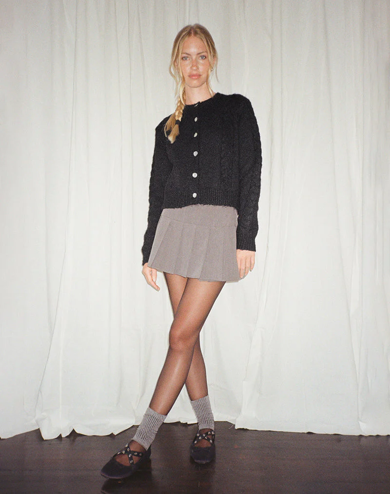 Abelia Strickjacke aus Kabelstrick in Schwarz - Image 4
