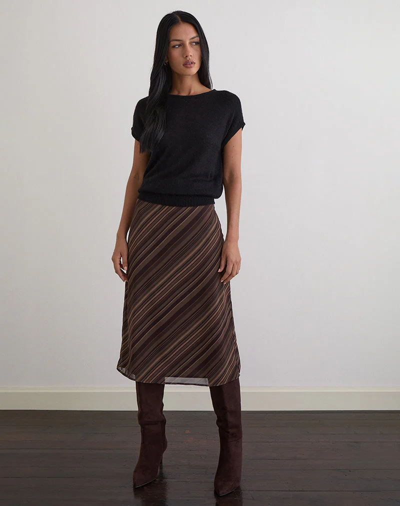 Abetzi Midirock aus Chiffon Mix Braun gestreift - Image 3
