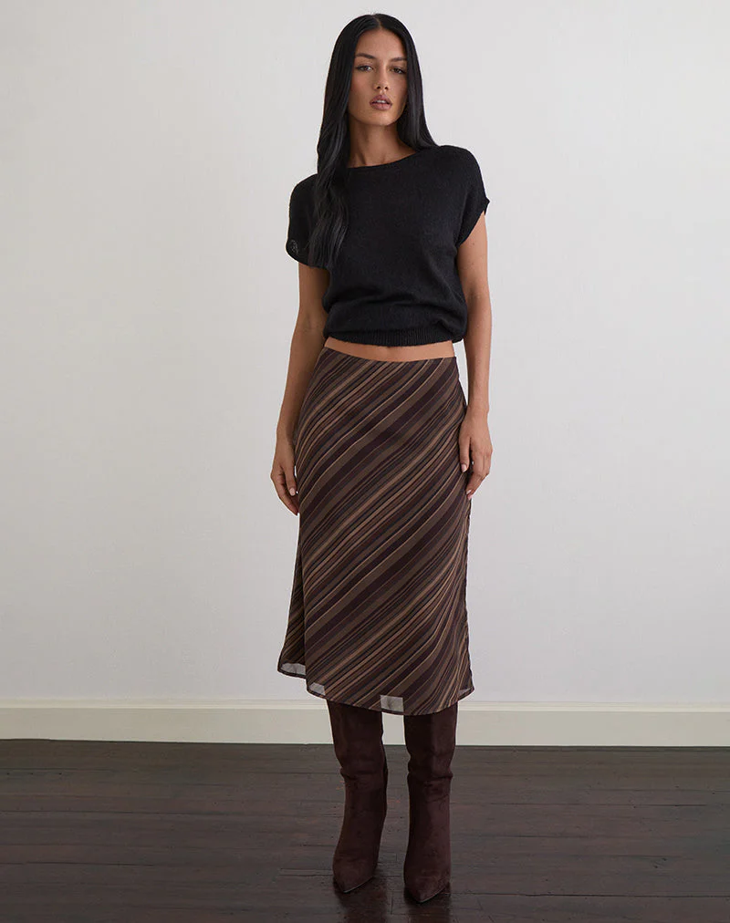 Abetzi Midirock aus Chiffon Mix Braun gestreift - Image 4
