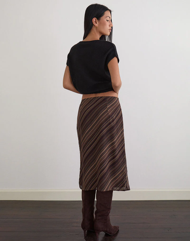 Abetzi Midirock aus Chiffon Mix Braun gestreift - Image 5