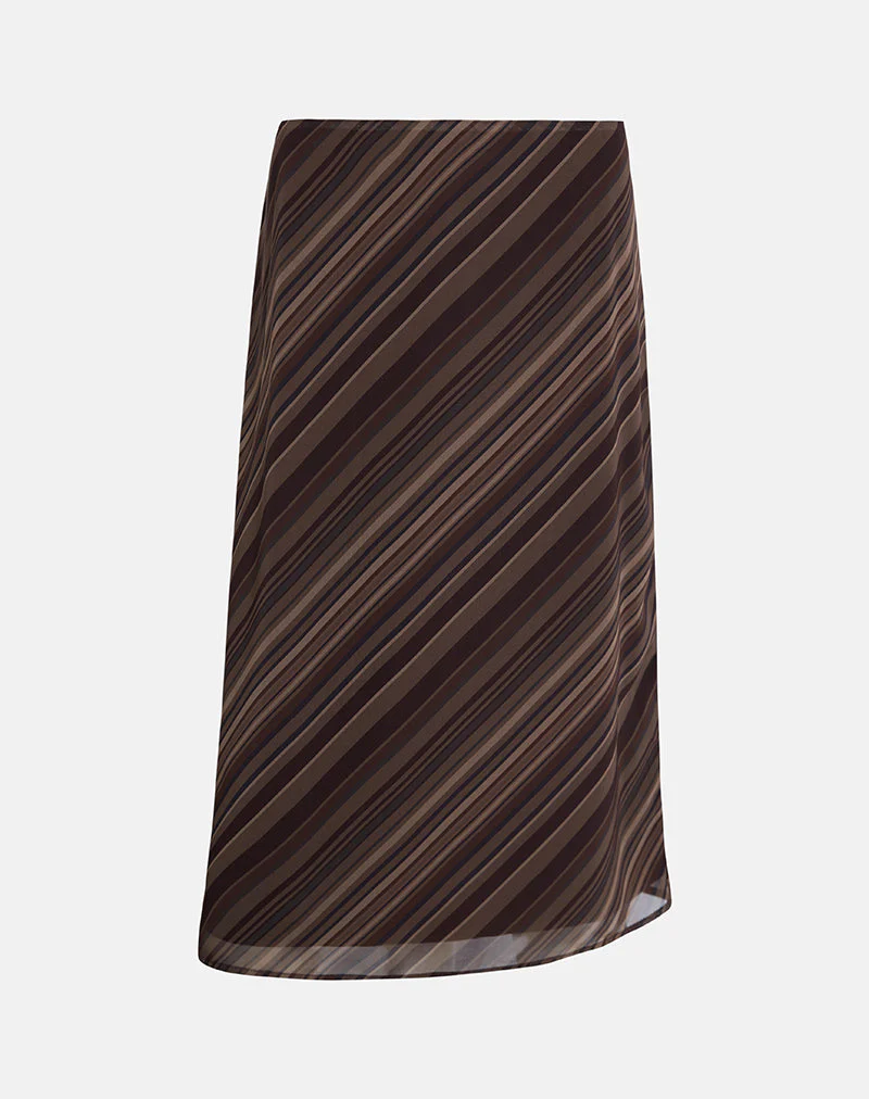 Abetzi Midirock aus Chiffon Mix Braun gestreift - Image 6