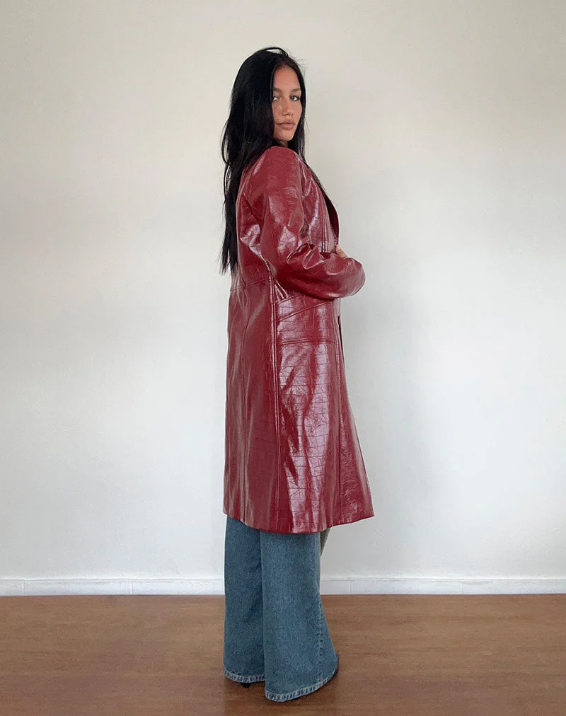 Abigail Mantel aus mattem PU Croc Burgundy - Image 4