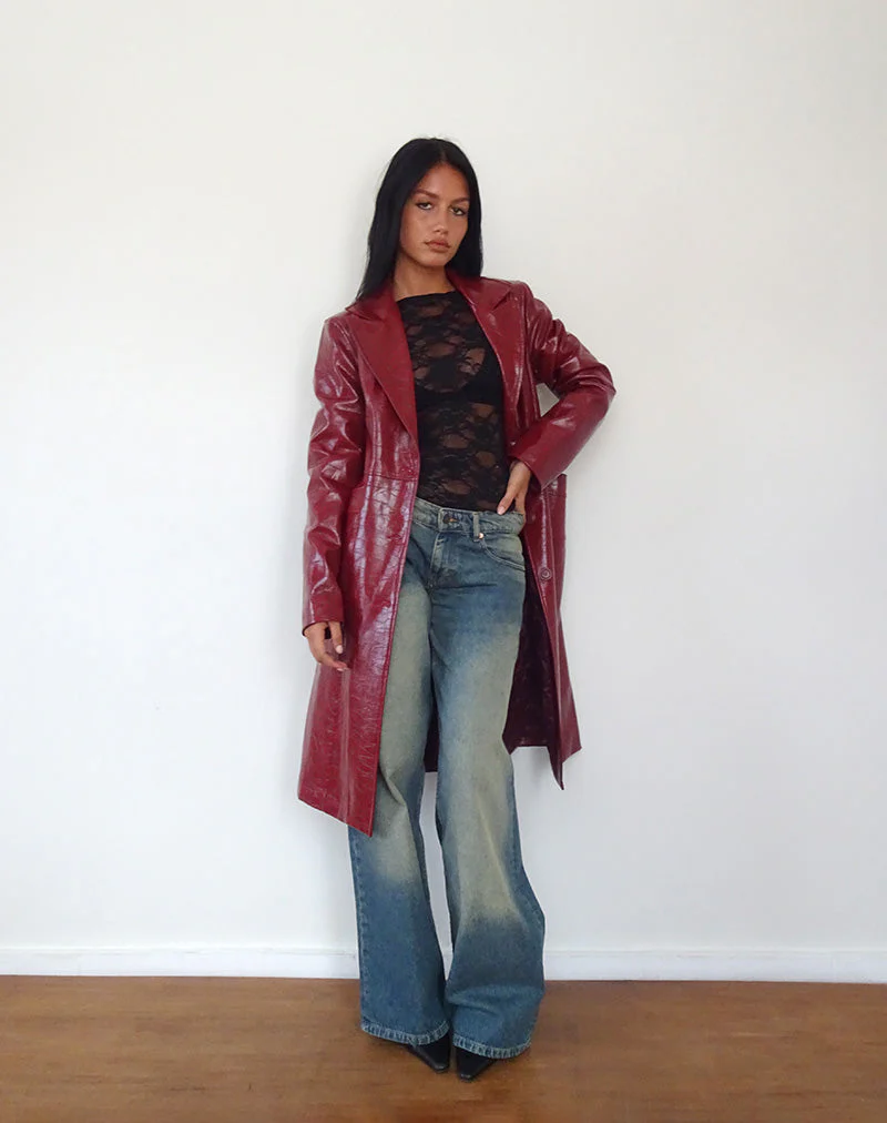 Abigail Mantel aus mattem PU Croc Burgundy - Image 5