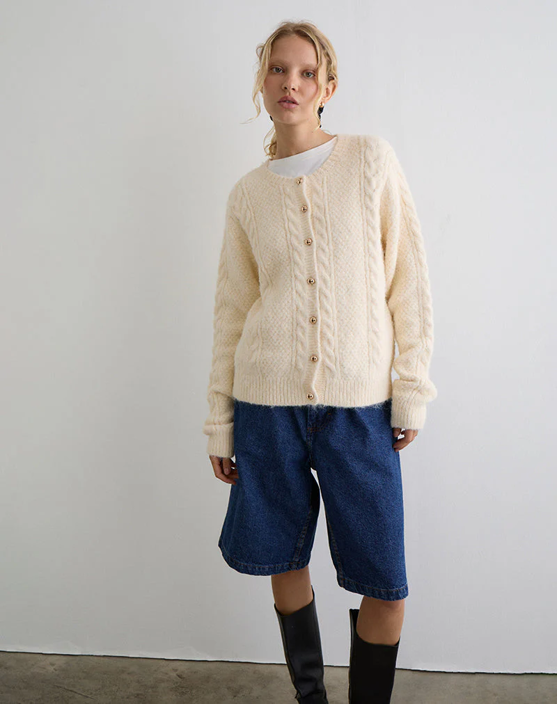 Aceso Strickjacke aus Bürstenstrick Elfenbein - Image 2
