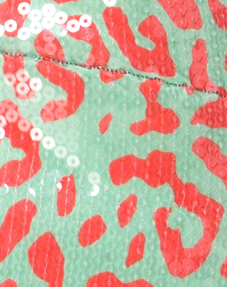 Acro Unitard in Fluro Leopard Klar Pailletten - Image 5