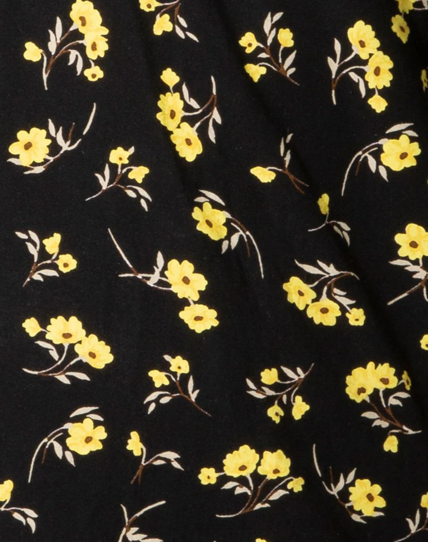 Adara Slip Dress in Butterblume Schwarz und Gelb - Image 5
