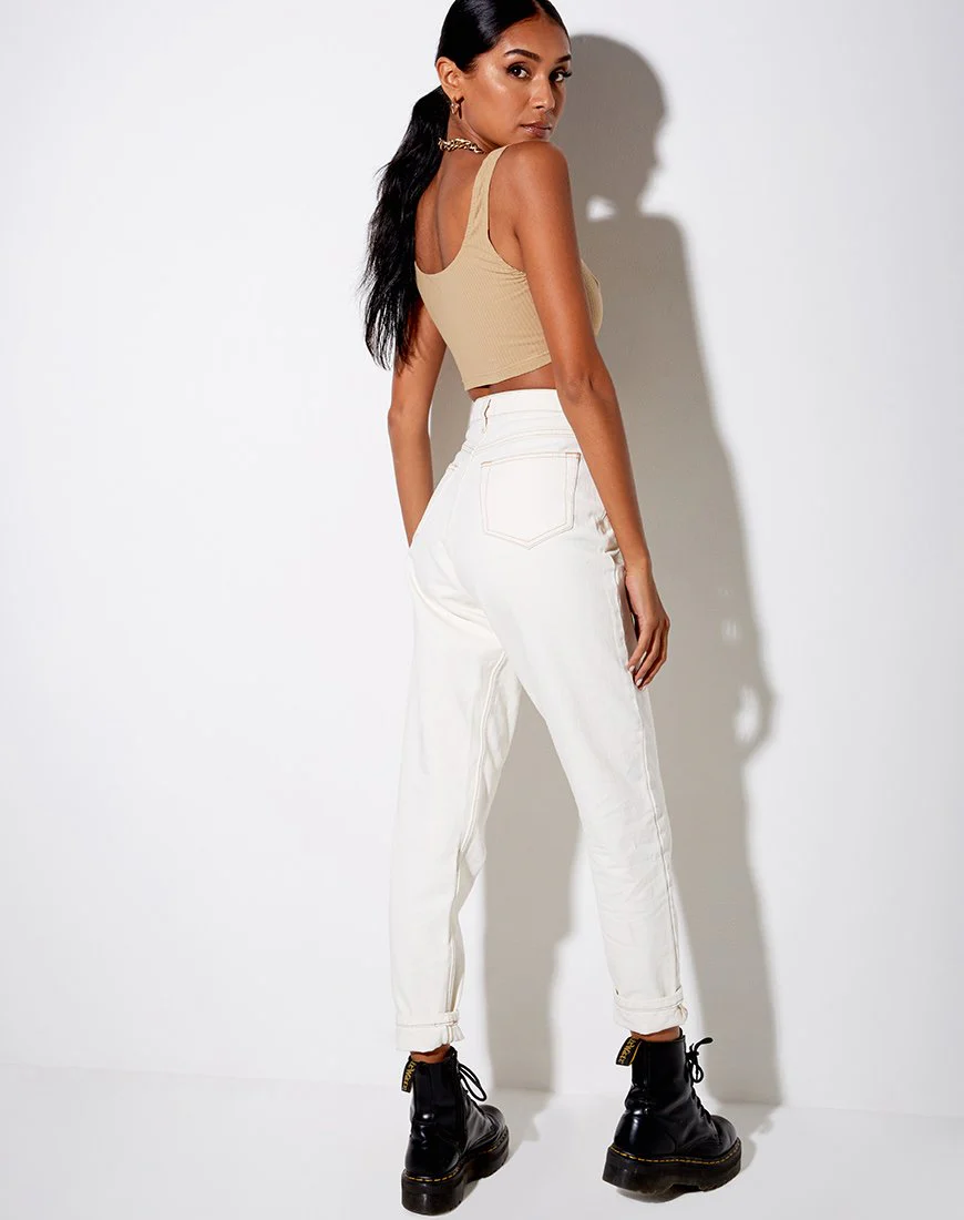 Adela Crop-Top in Rippe Camel - Image 4
