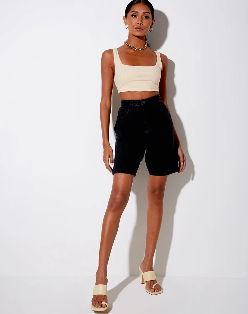 Adela Crop Top aus Rippe Sand - Image 3