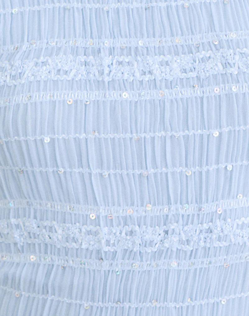Adisti Top in Sequin Mesh Baby Blue - Image 8