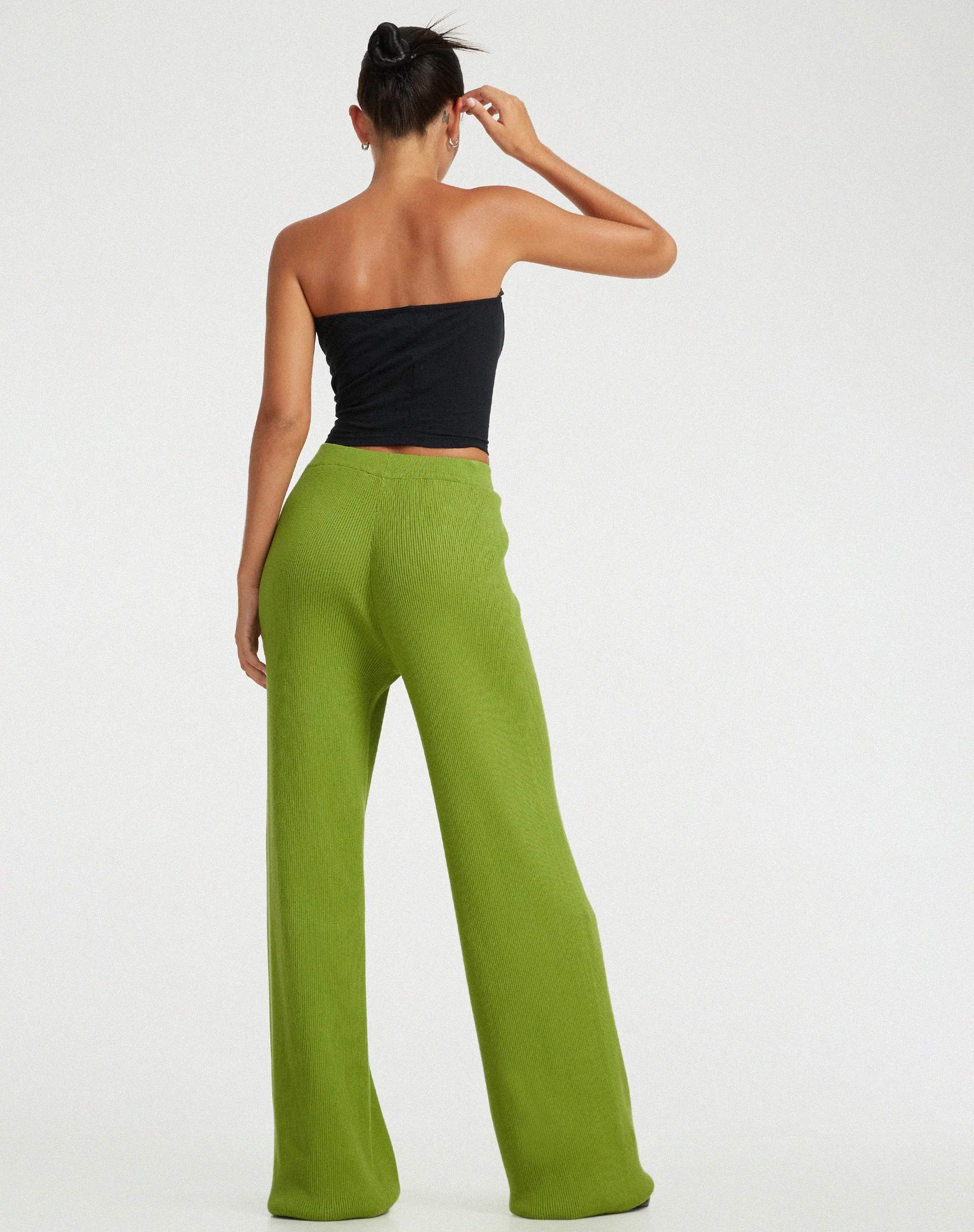 Adolia Gestrickte Hose mit ausgestelltem Bein in Golden Lime - Image 2