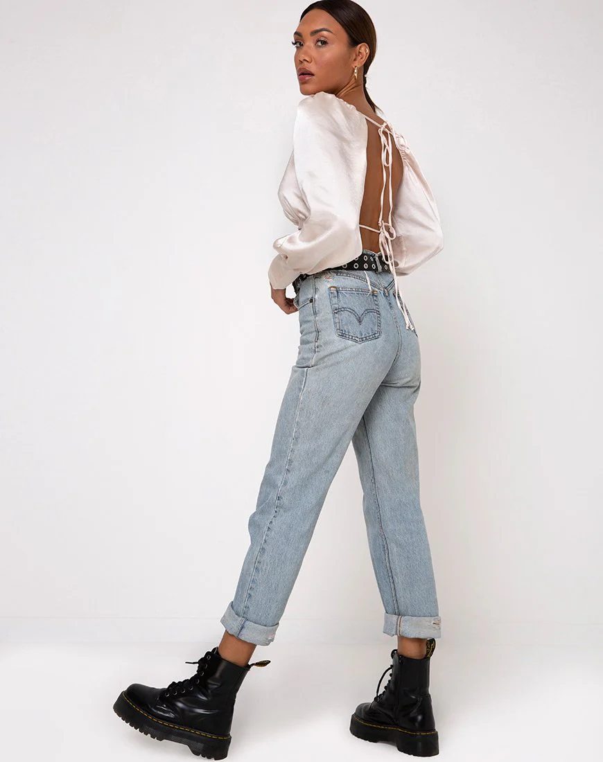 Adoria Crop Top aus elfenbeinfarbenem Satin - Image 4