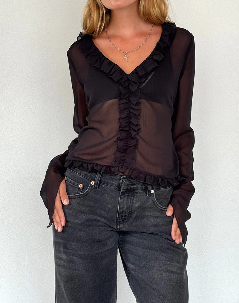 Adriana Rüschentop aus Chiffon Schwarz - Image 2