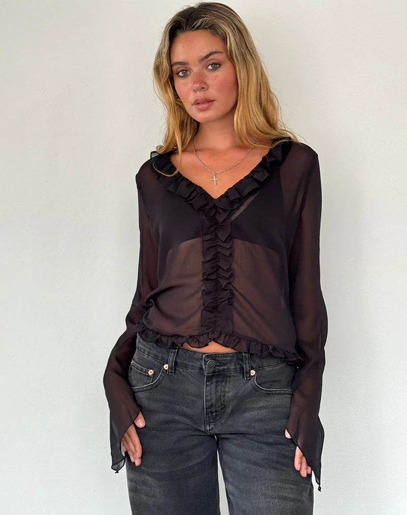 Adriana Rüschentop aus Chiffon Schwarz - Image 3