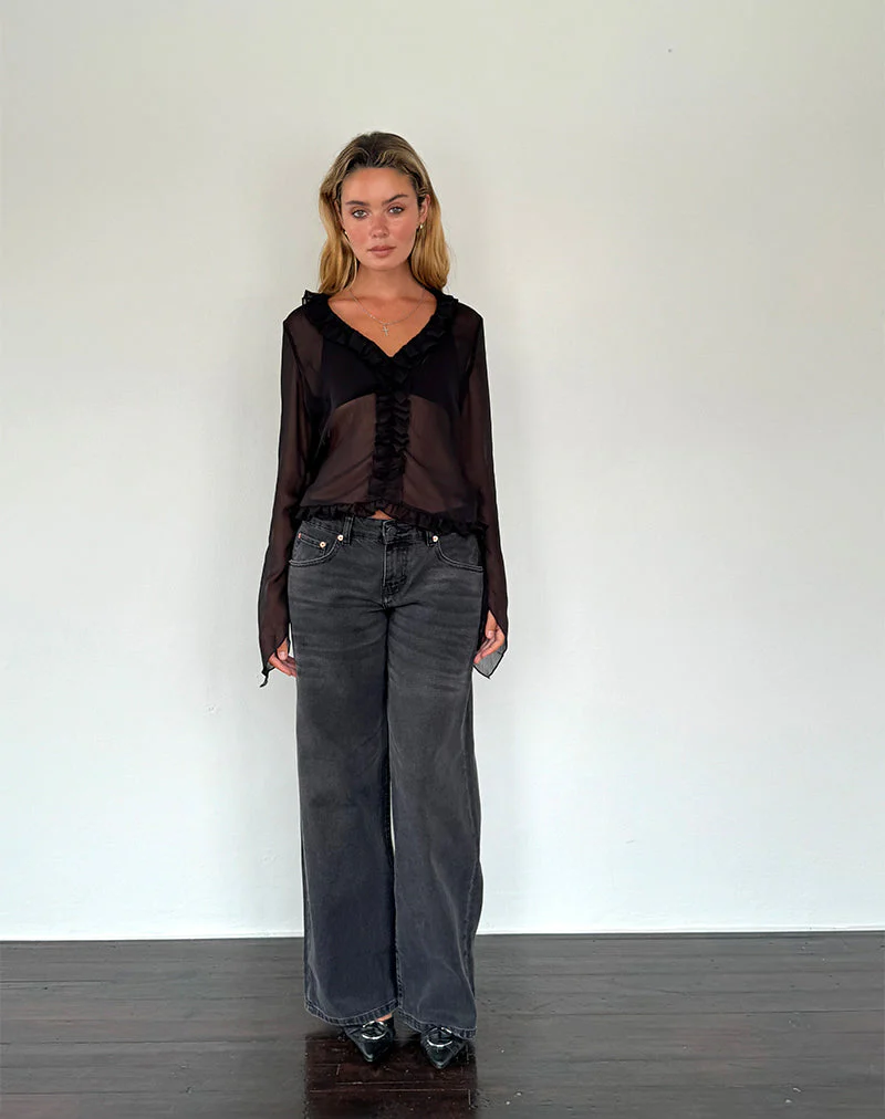 Adriana Rüschentop aus Chiffon Schwarz - Image 4