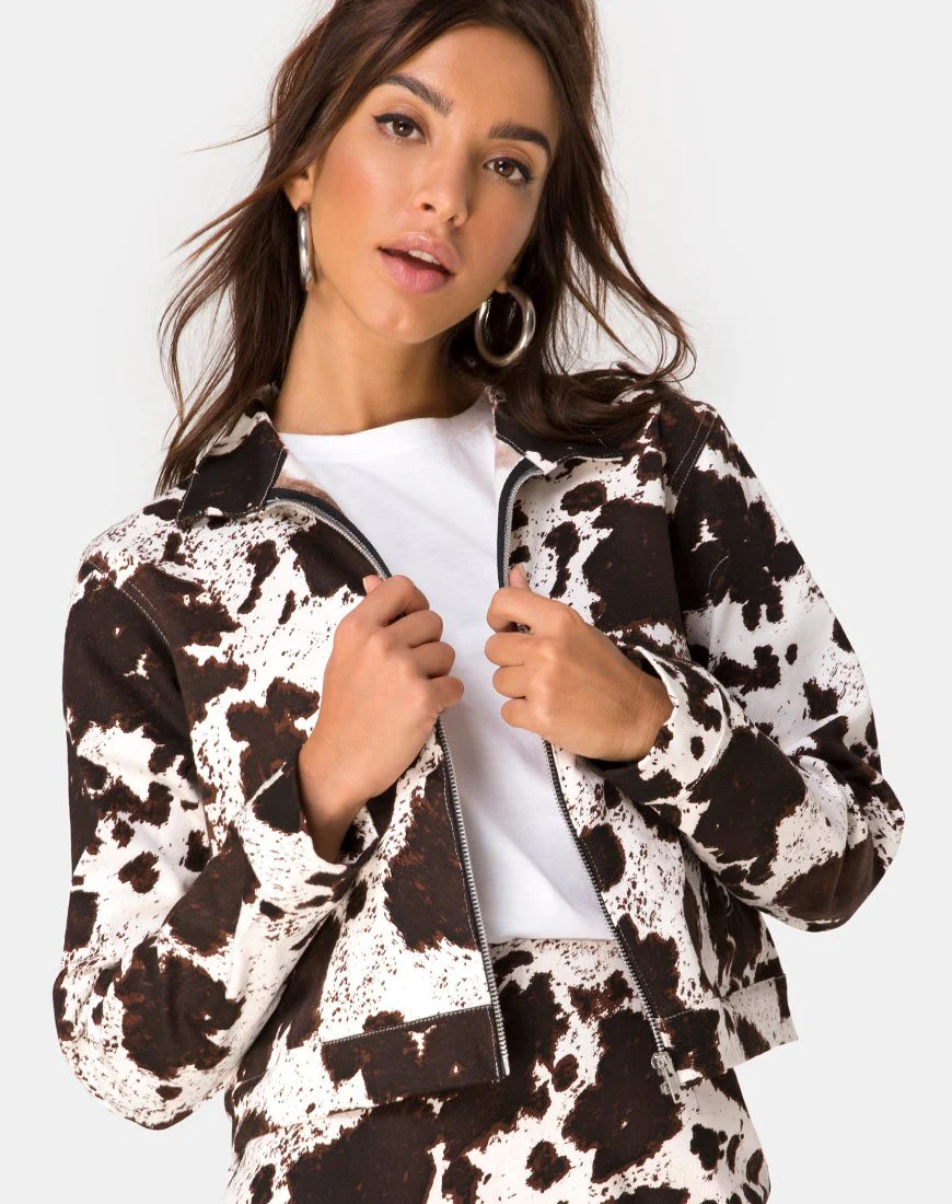 Agatha Jacke aus Kuhfell in Braun und Weiß - Image 2