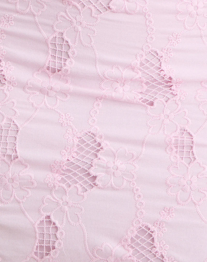 Aguna Mini Skirt in Broderie Baby Pink - Image 6