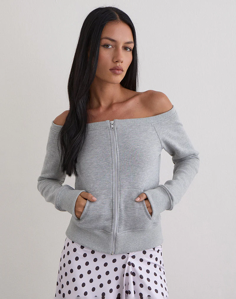 Airazo Bardot Pullover in Grau meliert