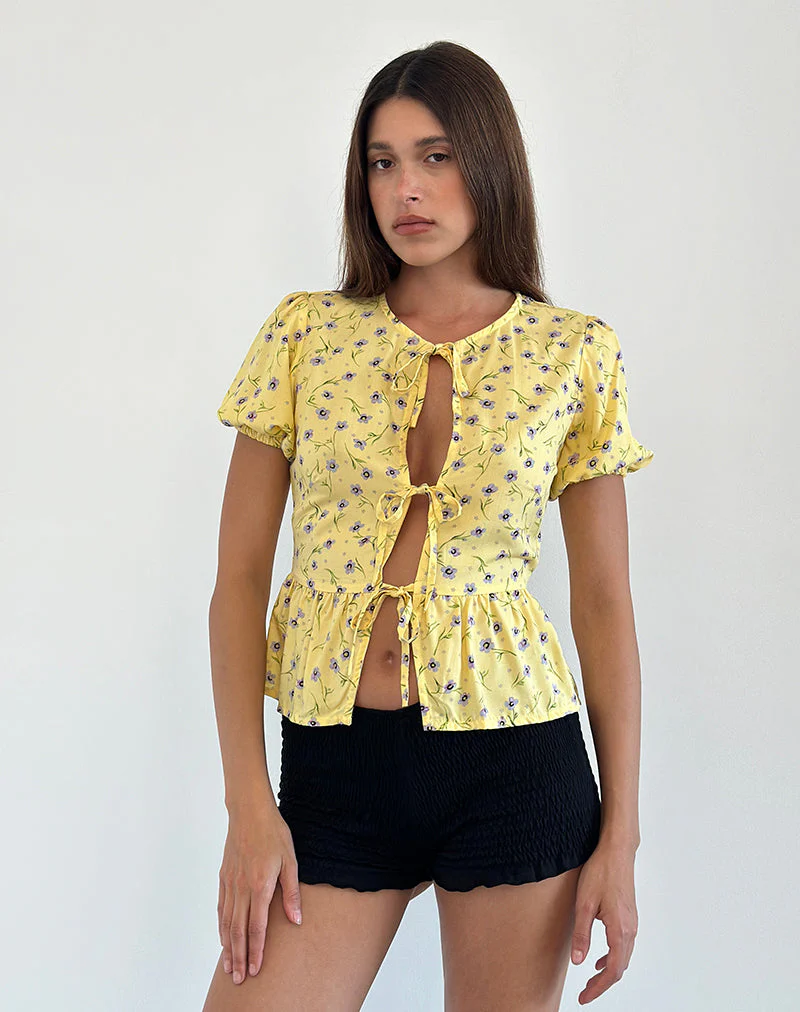 Ajasi Bluse in Wild Flower Lemon Drop - Image 3