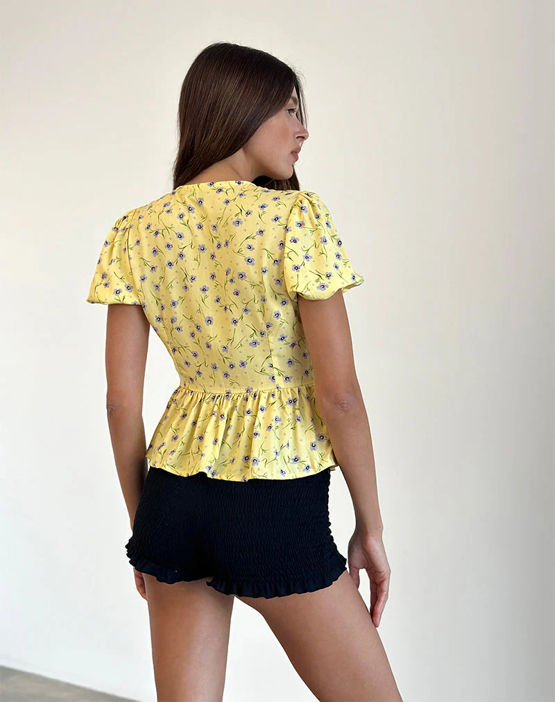 Ajasi Bluse in Wild Flower Lemon Drop - Image 4