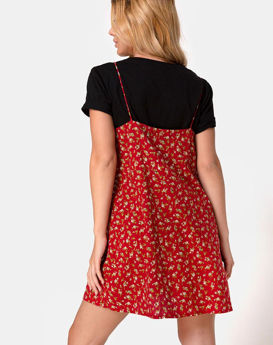 Akina Kleid in Falling For You Floral Rot - Image 2