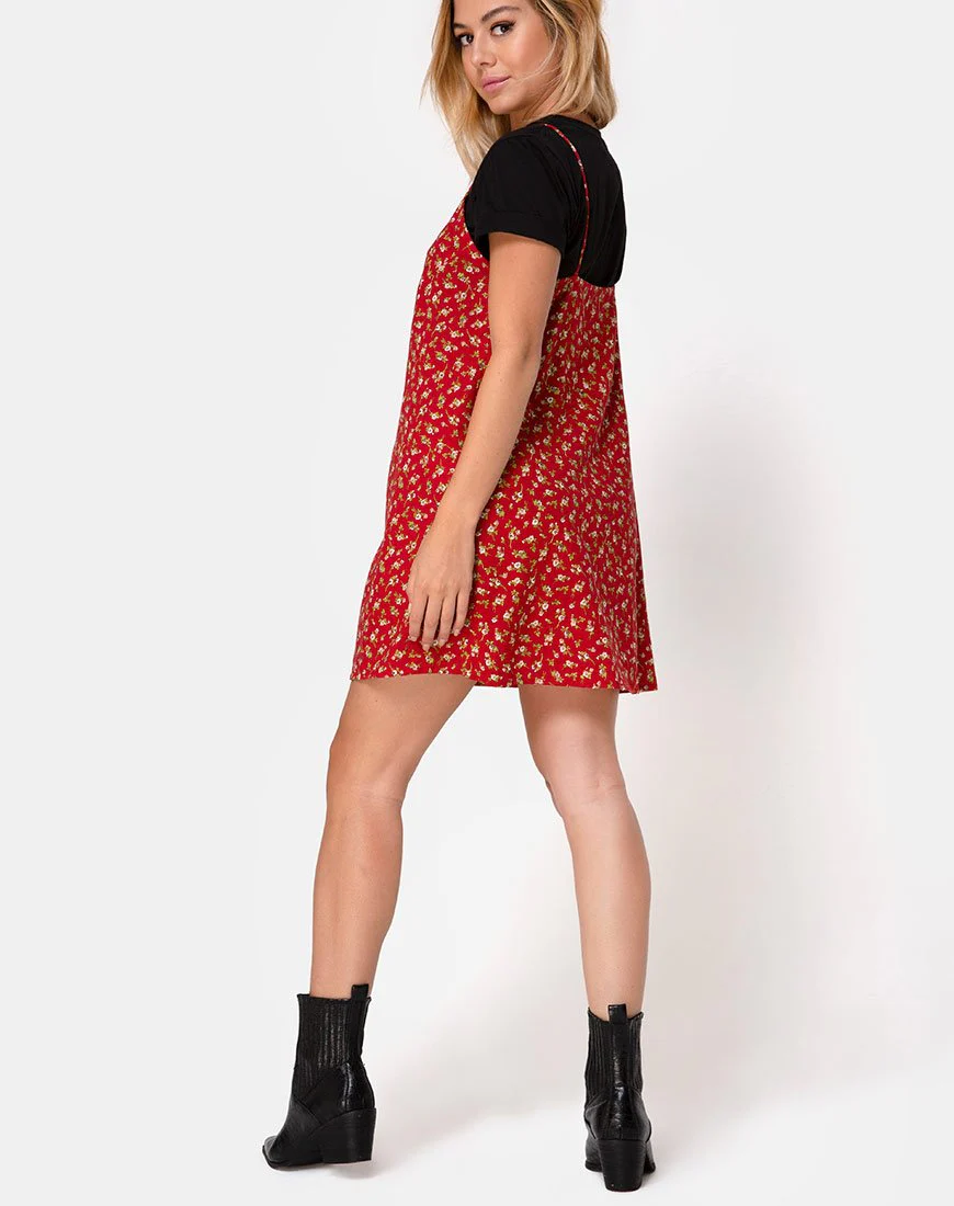Akina Kleid in Falling For You Floral Rot - Image 4