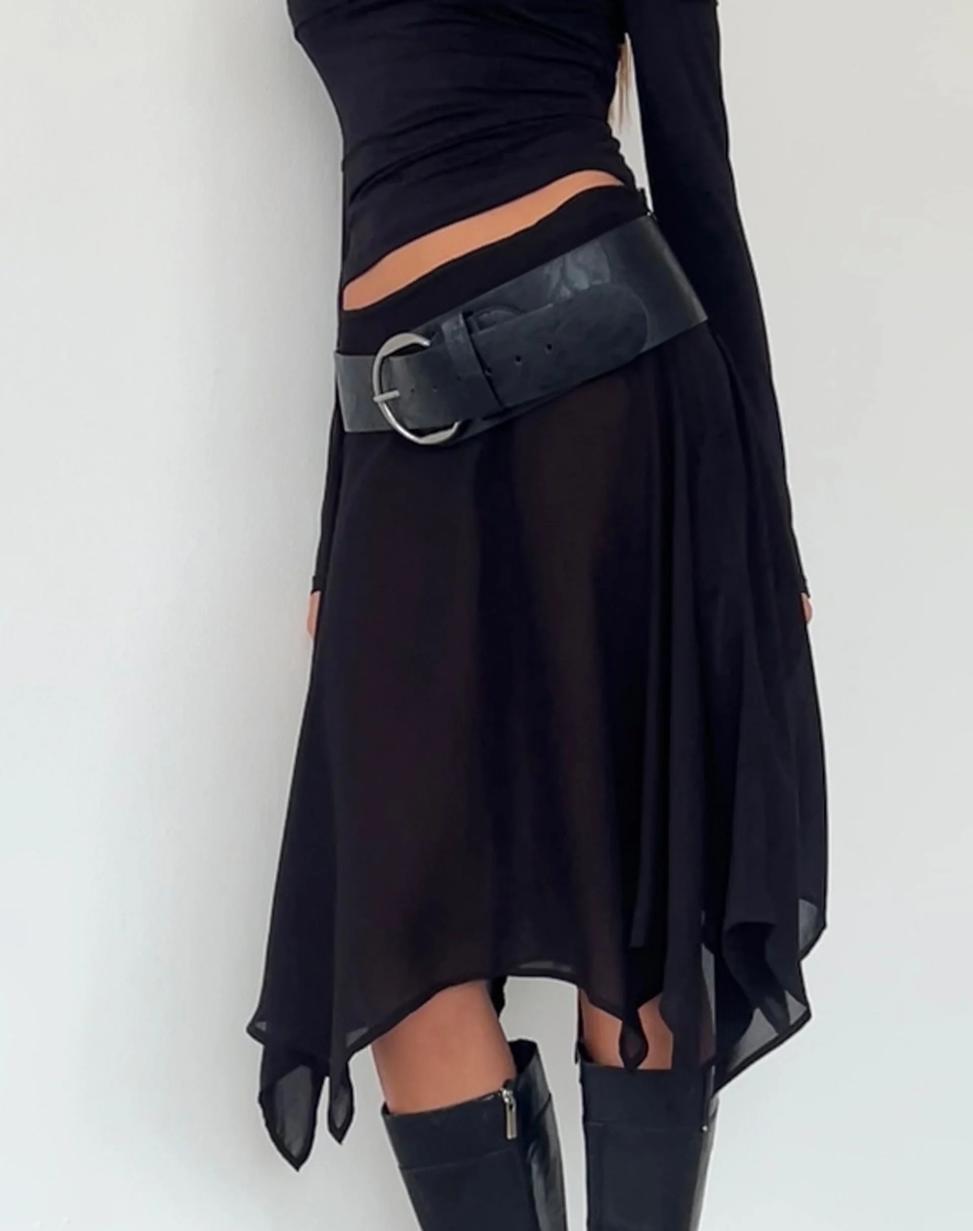 Albertha Midirock aus Chiffon Schwarz
