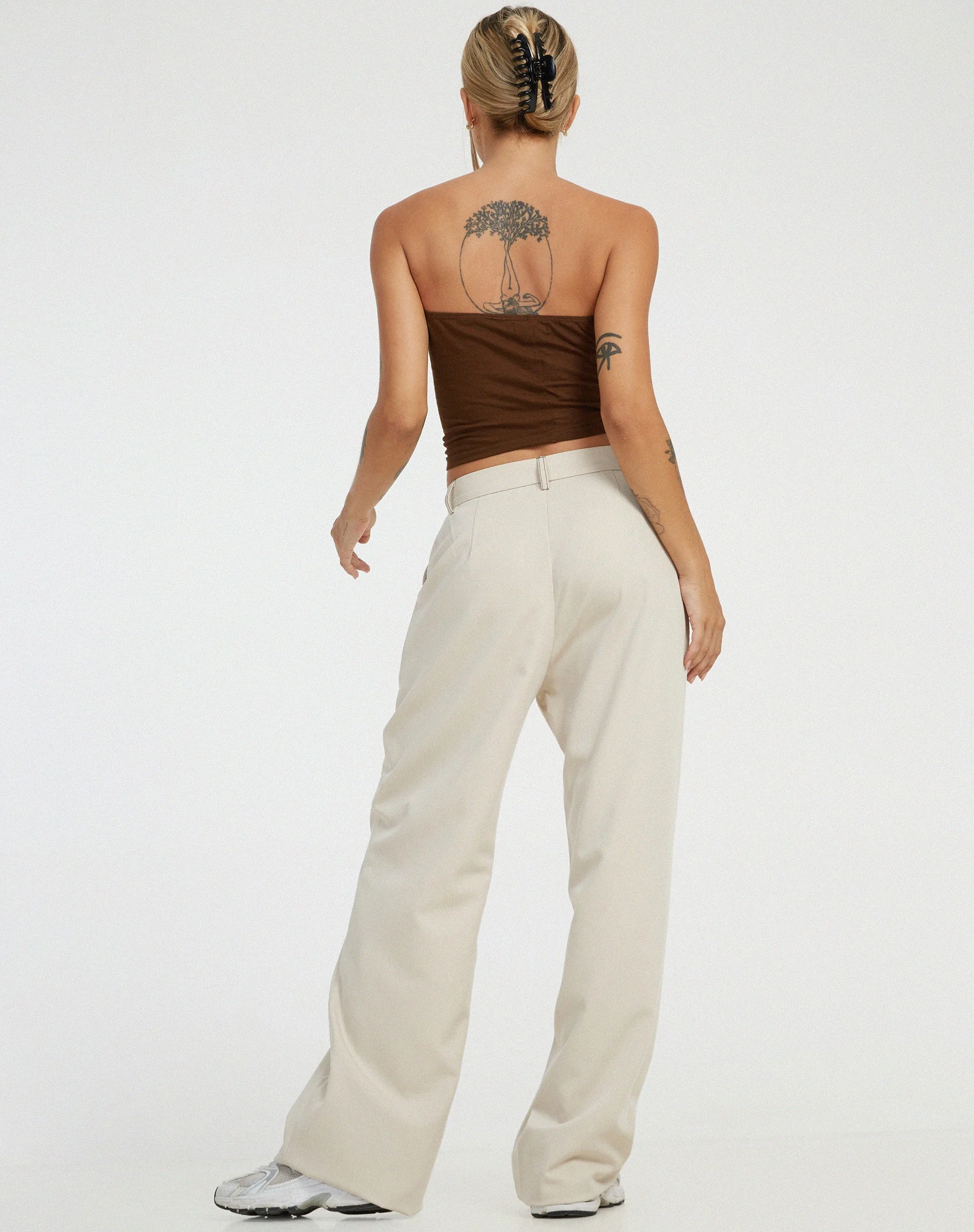 Albus Hose in Ecru Braun Stich - Image 5