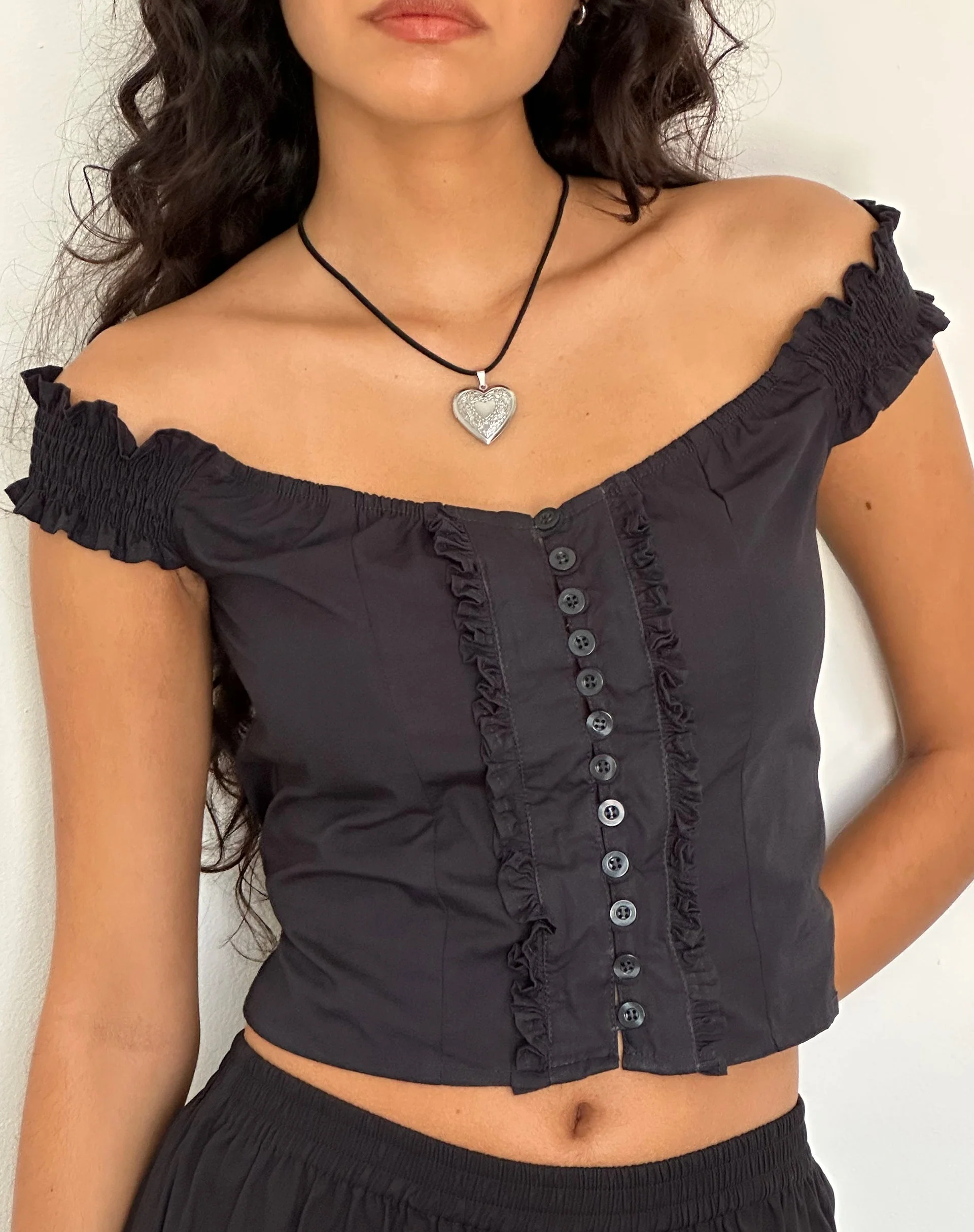 Alderidge Bardot Korsett-Top in Schwarz - Image 3