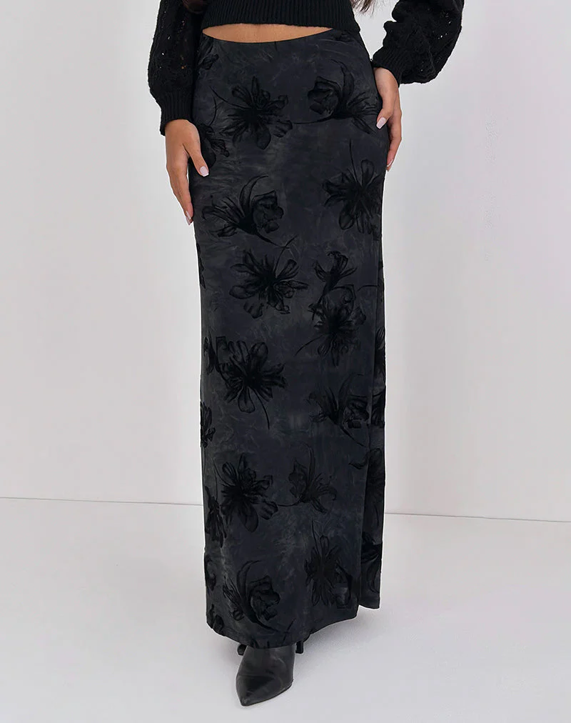 Alfreda Maxirock aus grauer Burnout-Samt - Image 4