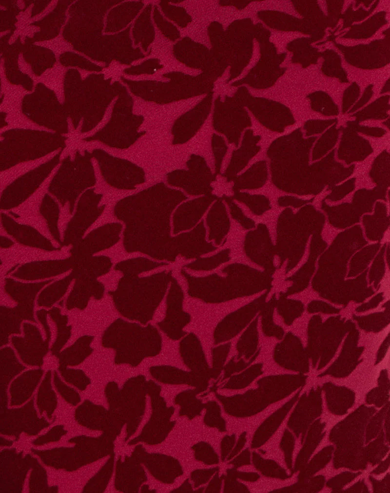 Alfreda Maxirock aus beflocktem Mesh Flower Cherry - Image 5