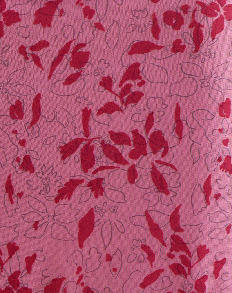 Alfreda Maxirock in Schablone Blume Rosa - Image 5