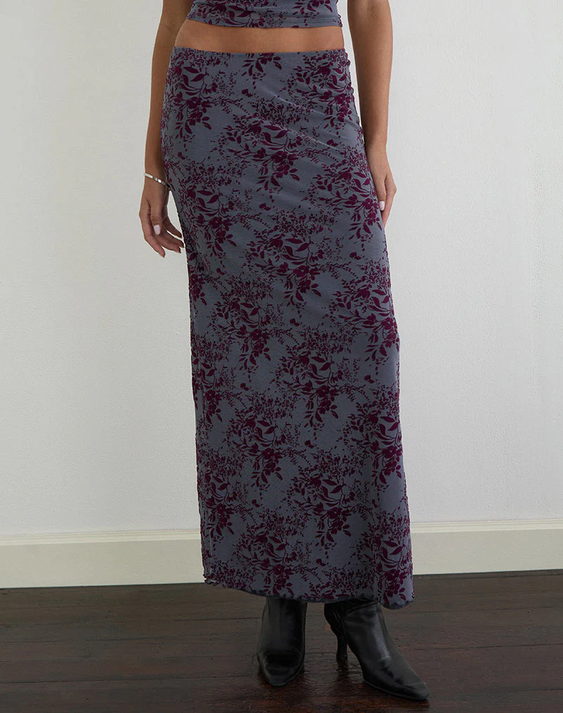 Alfreda Maxirock in feinem Blattflock Rauchgrau - Image 2