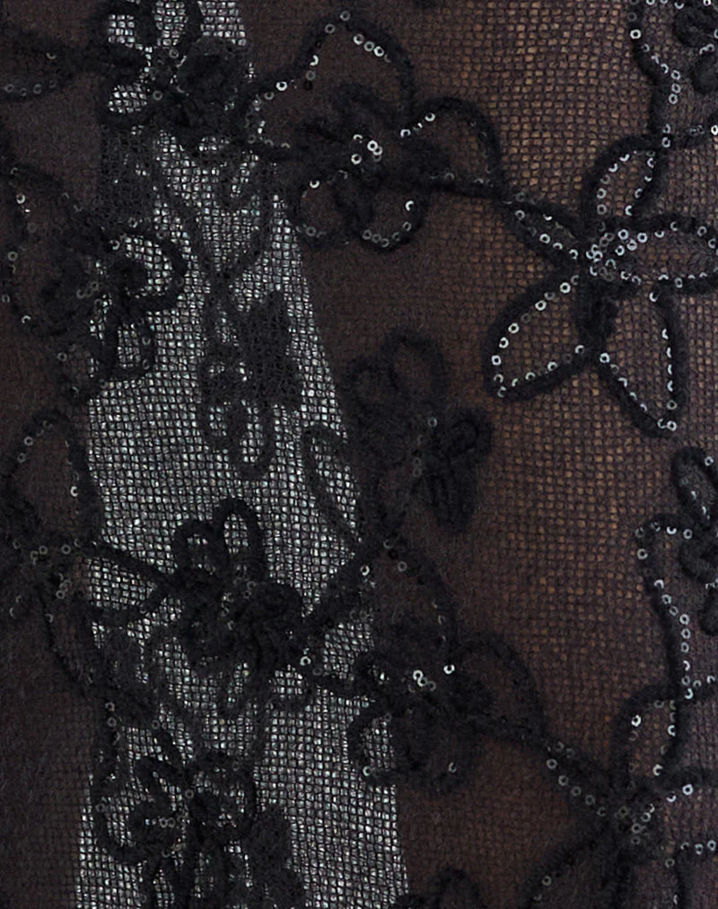 Alphia Maxi Skirt in Sequin Knit Black - Image 5