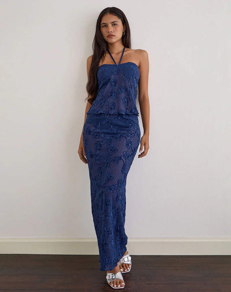 Alphia Maxirock aus Paillettenstrick in Marineblau - Image 3