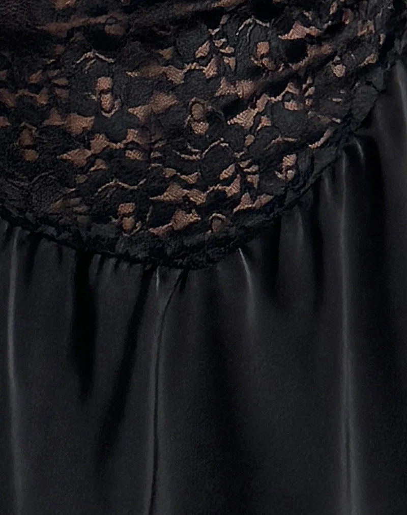 Alunan Slip-Kleid aus Satin-Spitze Schwarz - Image 6