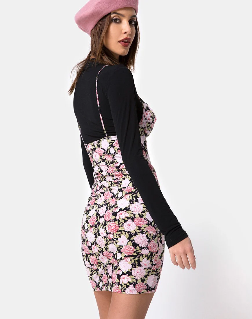 Alvina Bodycon Kleid in Bloom Floral Schwarz Base - Image 2