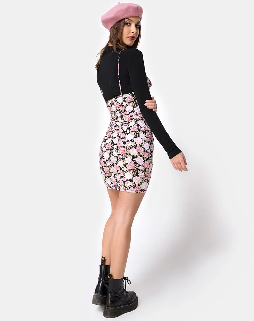 Alvina Bodycon Kleid in Bloom Floral Schwarz Base - Image 4