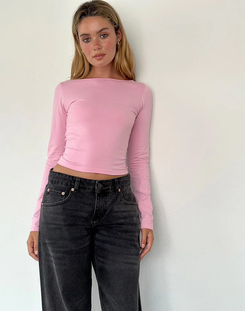 Amabon Langarm-Top in Flamingo-Pink - Image 2