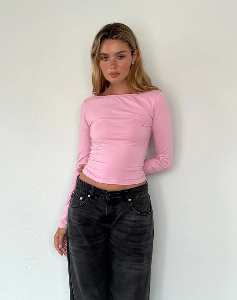 Amabon Langarm-Top in Flamingo-Pink - Image 4