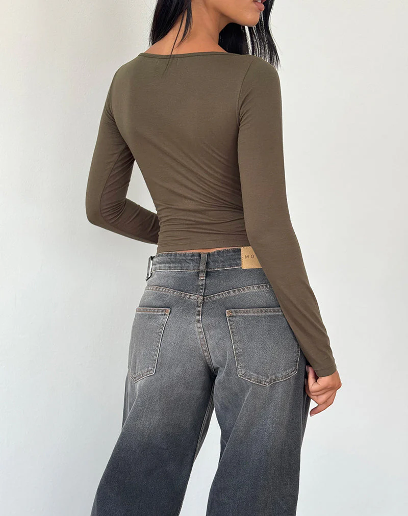 Amabon Langarm-Top in Olive - Image 5