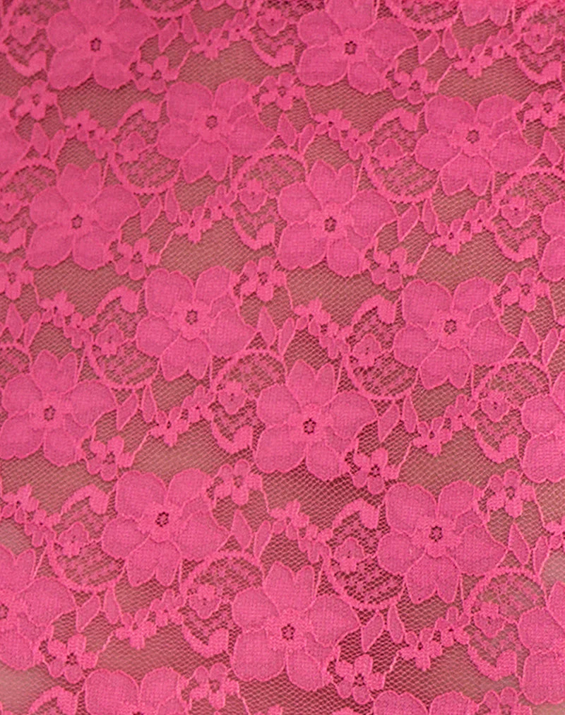 Amabon Long Sleeve Top in Lace Hot Pink - Image 5