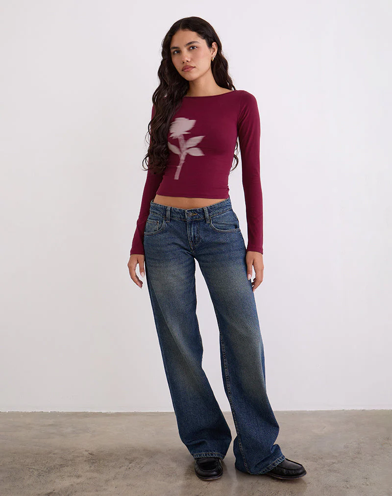 Amabon Langarm-Top in Burgundy Blurred Rose - Image 3