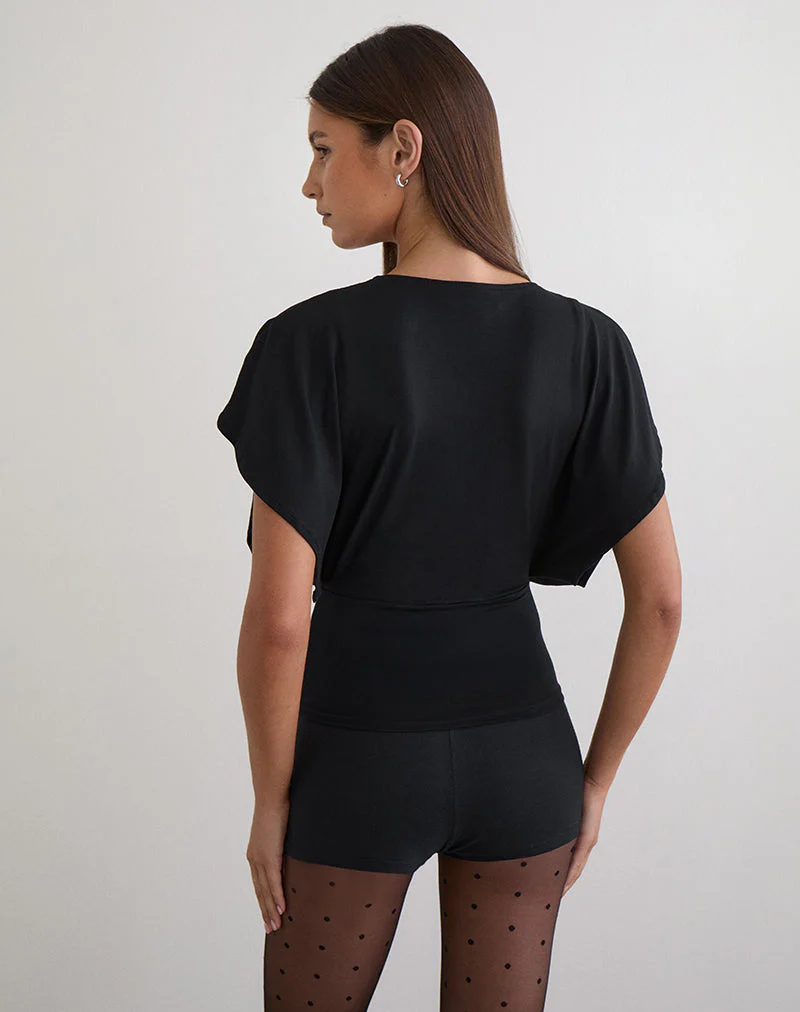 Amarata Batwing-Oberteil aus Rayon-Jersey, schwarz - Image 4