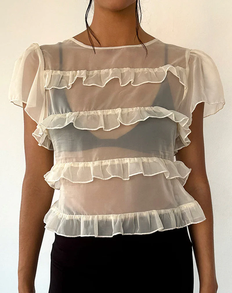Amarissa Rüschentop aus elfenbeinfarbenem Chiffon - Image 2