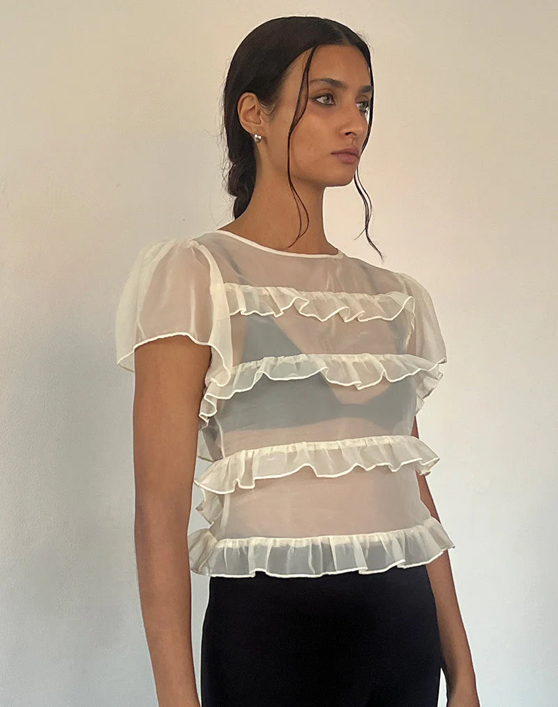 Amarissa Rüschentop aus elfenbeinfarbenem Chiffon - Image 3
