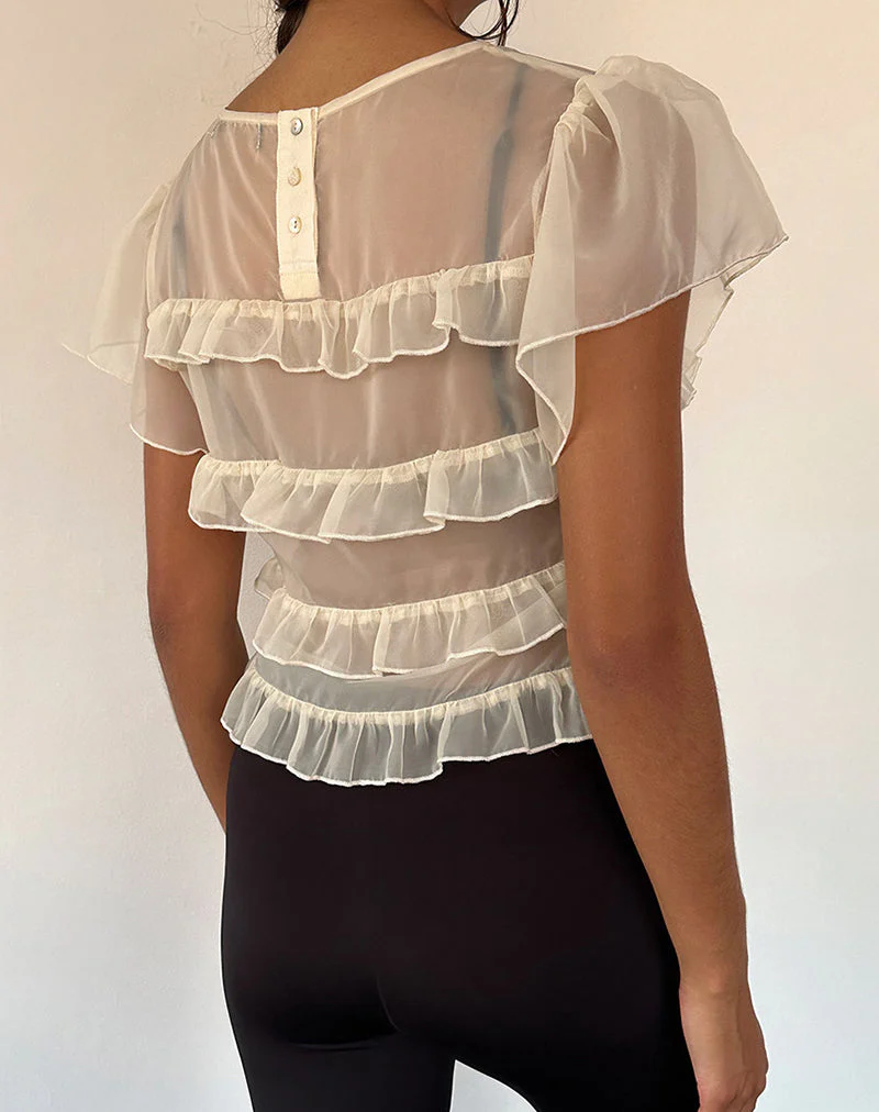 Amarissa Rüschentop aus elfenbeinfarbenem Chiffon - Image 5
