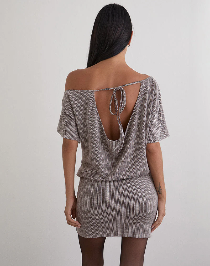 Amelita Minikleid aus Rippstrick Braun Grau - Image 2